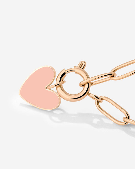 Pink Heart Oval Links Necklace Set Roségold
