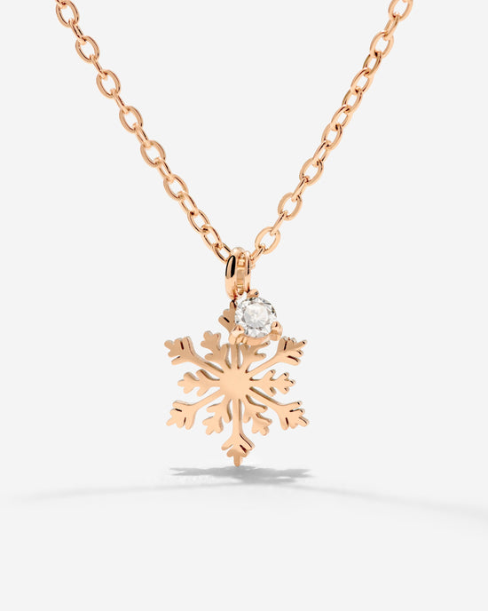 Sparkling Snowflake Necklace Roségold