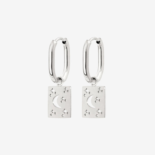 Midnight Lover Oval Hoops Baby Silber