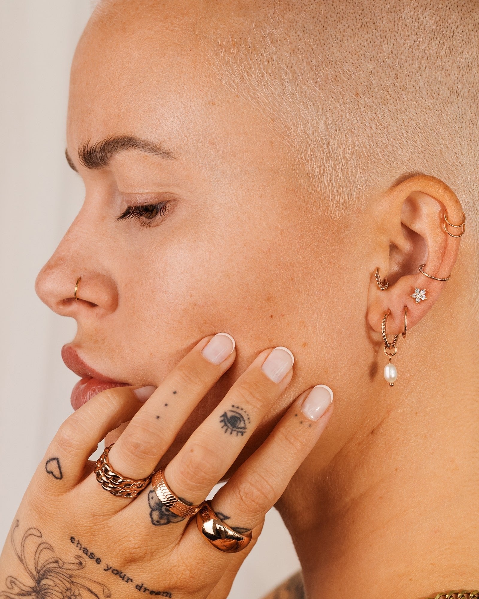 Radiant Flower Piercing Stud Roségold