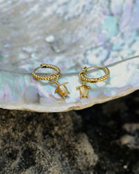 Sea Turtle Twisted Hoop Set Small Silber