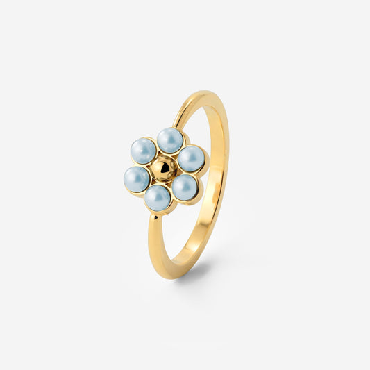 Forever Blue Daisy Ring Gold