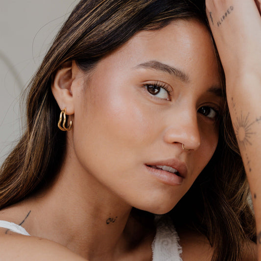 Tides Hoop Studs Gold