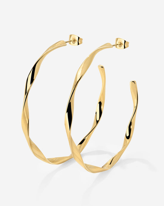Sahira Hoop Studs Large Gold