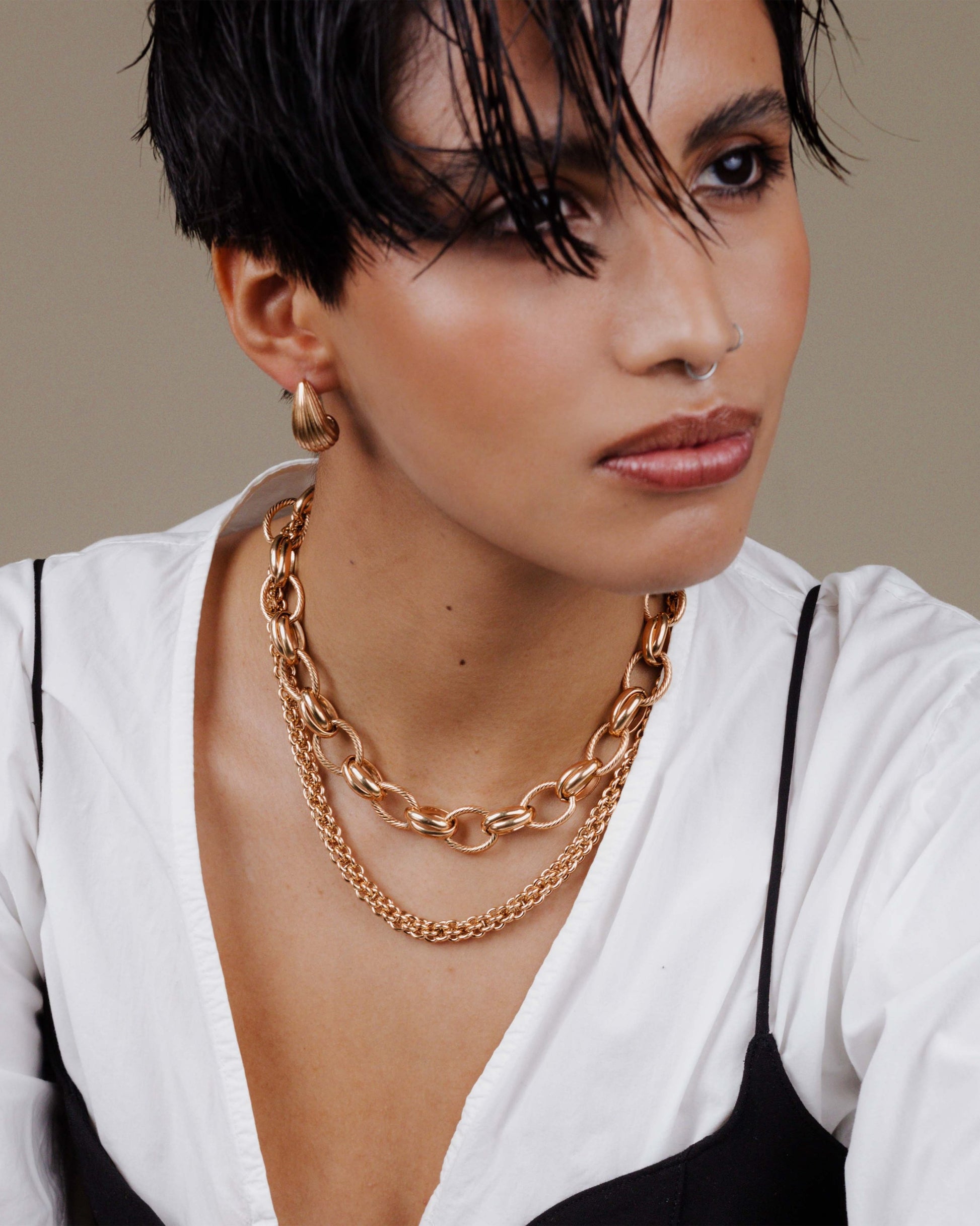 Chunky Twisted Links Necklace Roségold