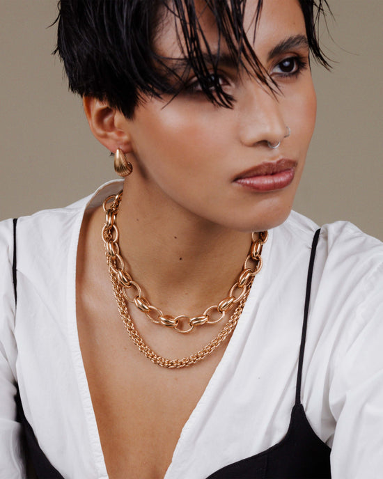 Chunky Twisted Links Necklace Roségold