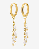 Pearl Chain Hoop Set Small Gold