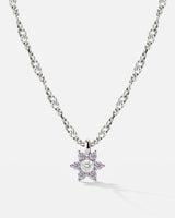 Sparkling Purple Petal Necklace Silber