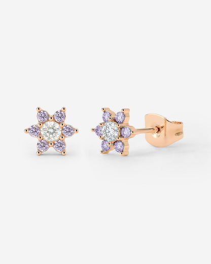 Sparkling Purple Petal Studs Roségold