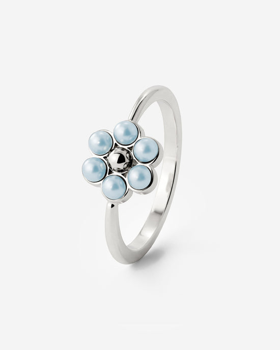 Forever Blue Daisy Ring Silber