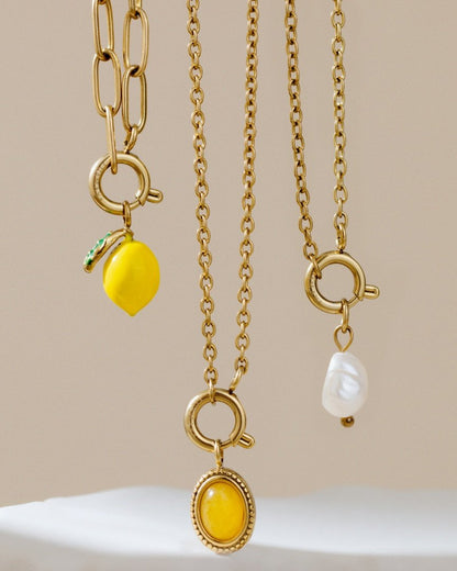 Lemony Oval Links Necklace Set Gold