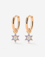Purple Petal Hoop Set Small Roségold