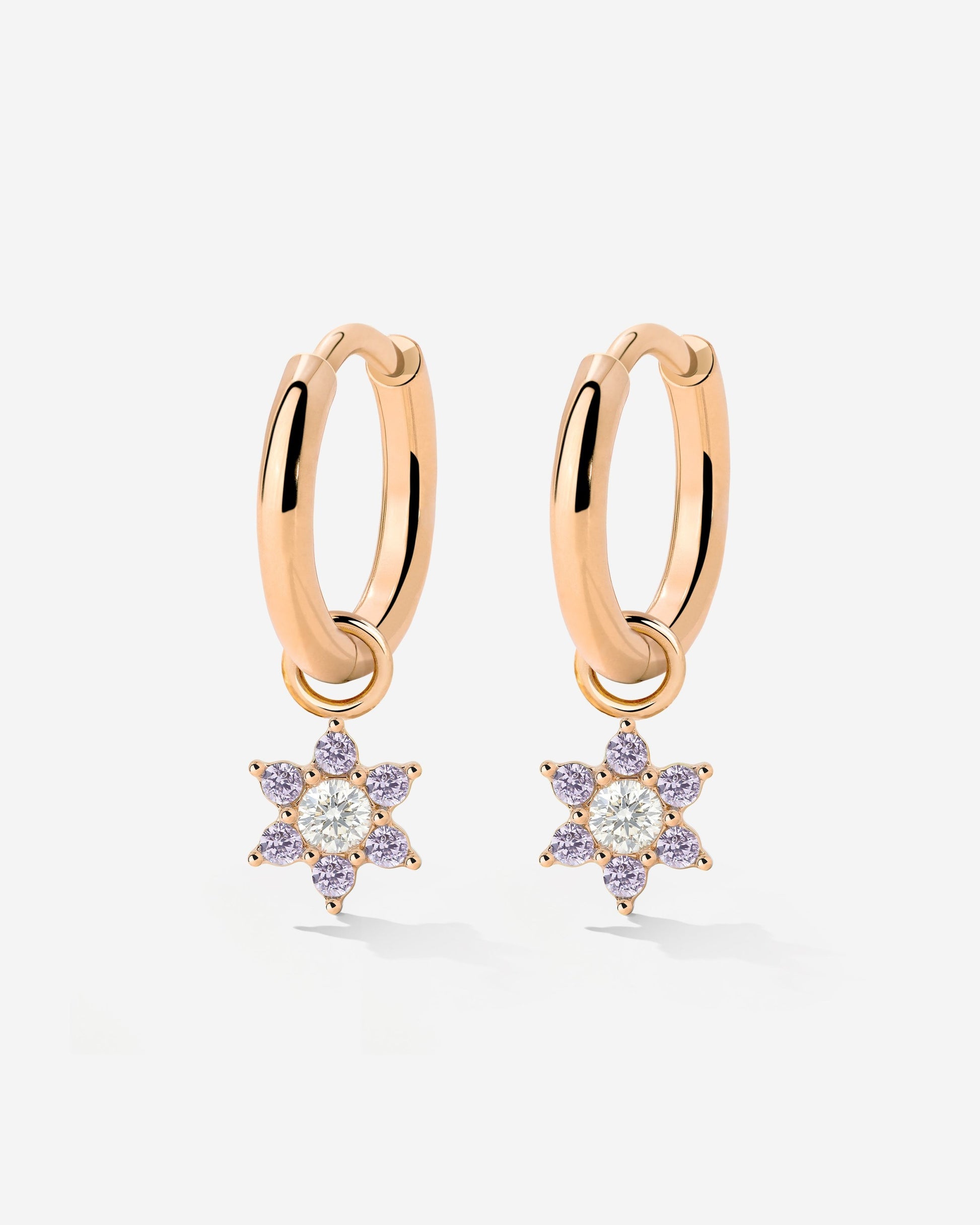 Purple Petal Hoop Set Small Roségold