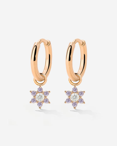 Purple Petal Hoop Set Small Roségold