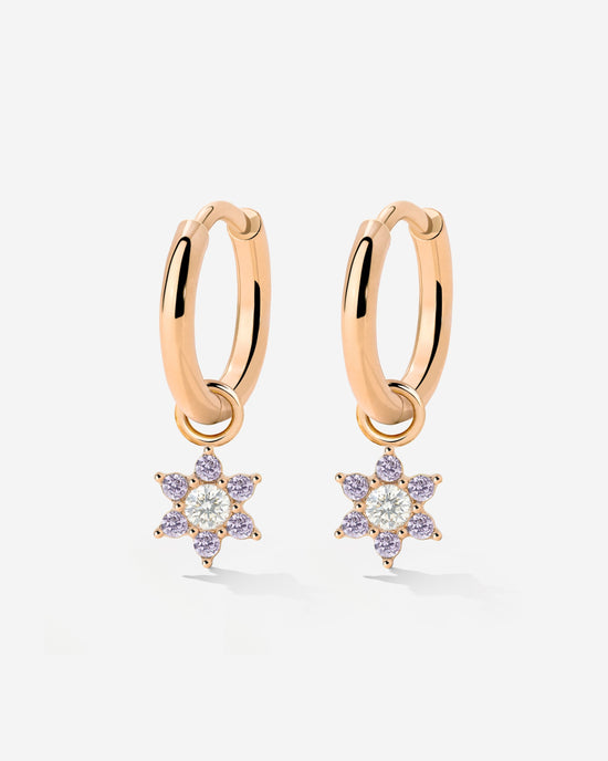Purple Petal Hoop Set Small Roségold