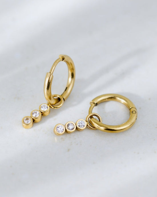 Bezel Bling Hoop Set Small Gold