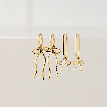 Dotted Ribbon Oval Hoop Set Small Roségold