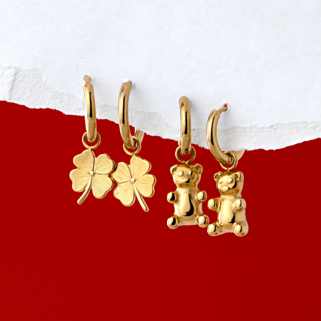 Fortune Bear Hoop Set Baby Gold