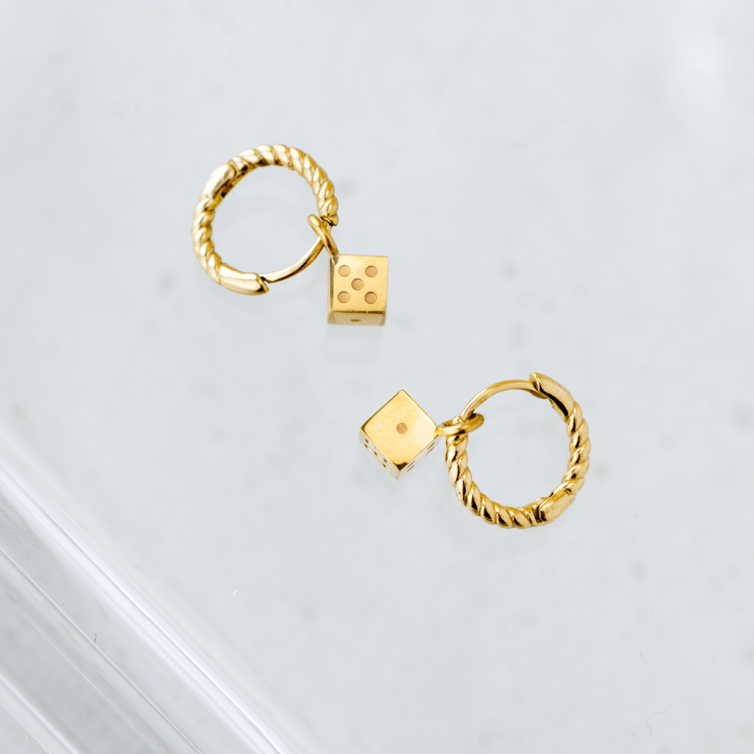 Lucky Dice Twisted Hoop Set Baby Roségold