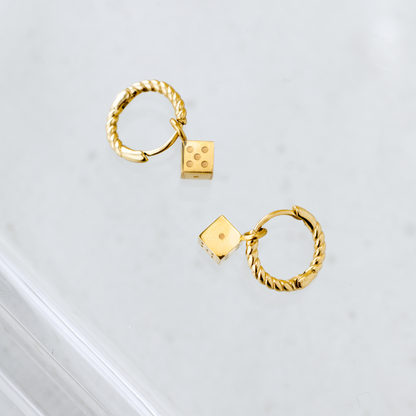 Lucky Dice Twisted Hoop Set Baby Roségold