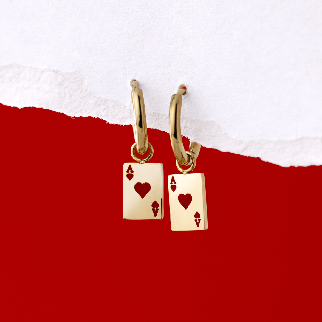 Red Ace Hoop Set Small Roségold