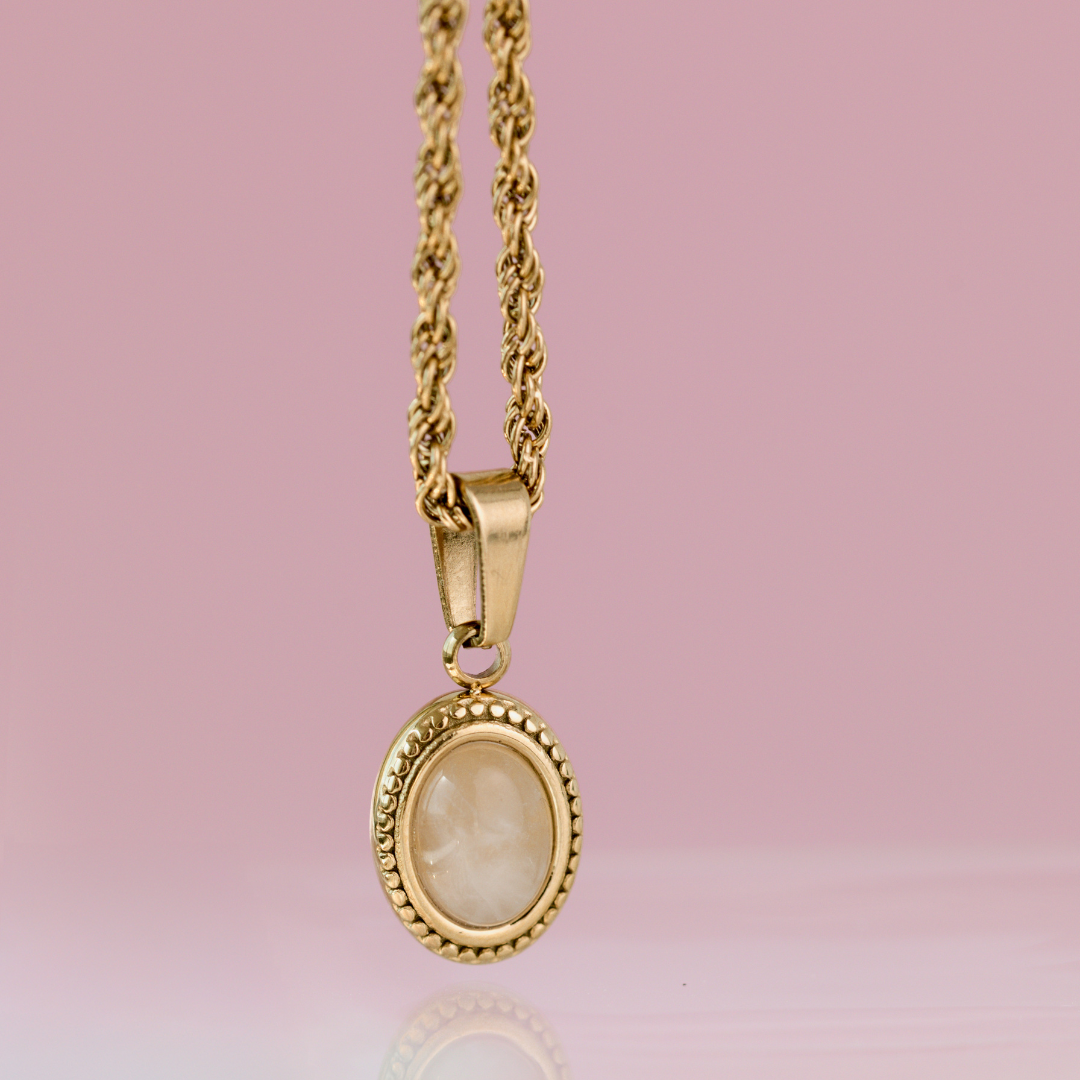 Blush Quartz Necklace Silber