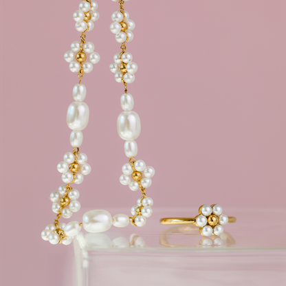 Flowery Pearls Choker Roségold