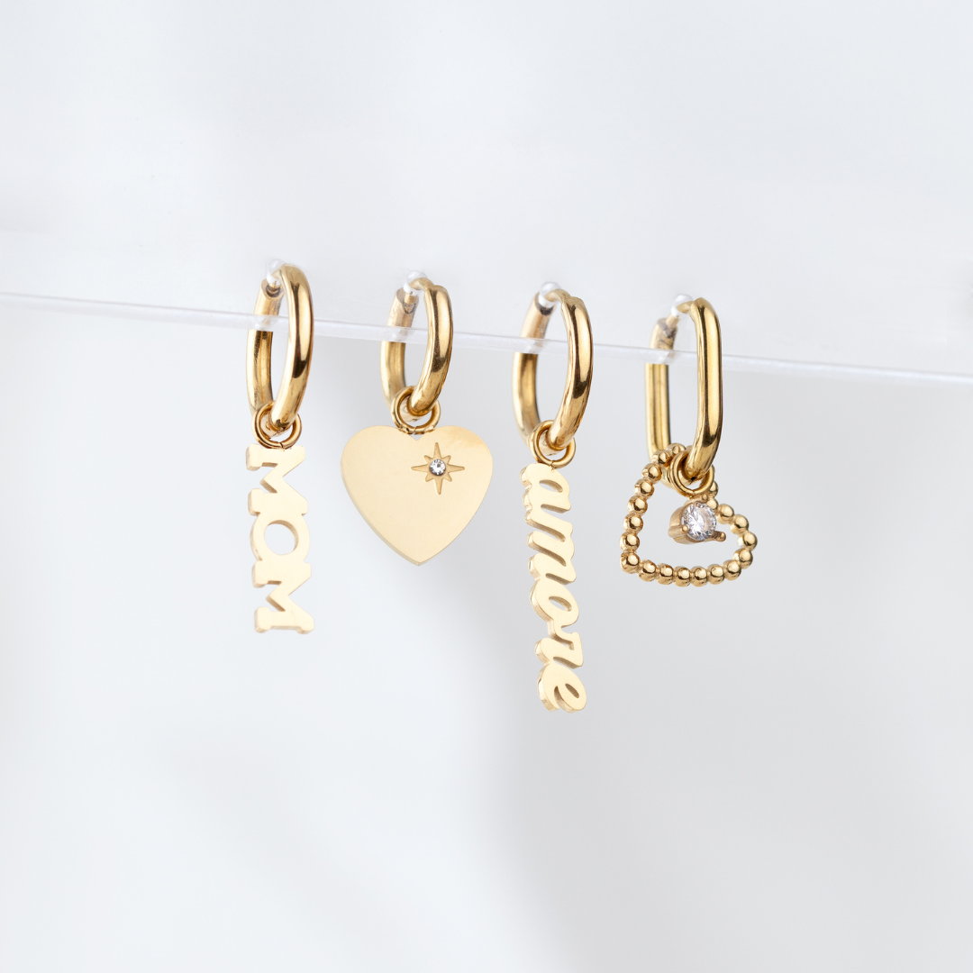 Sparkle Heart Hoop Set Baby Silber