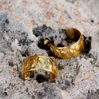 Boho Beads Hoop Studs Gold