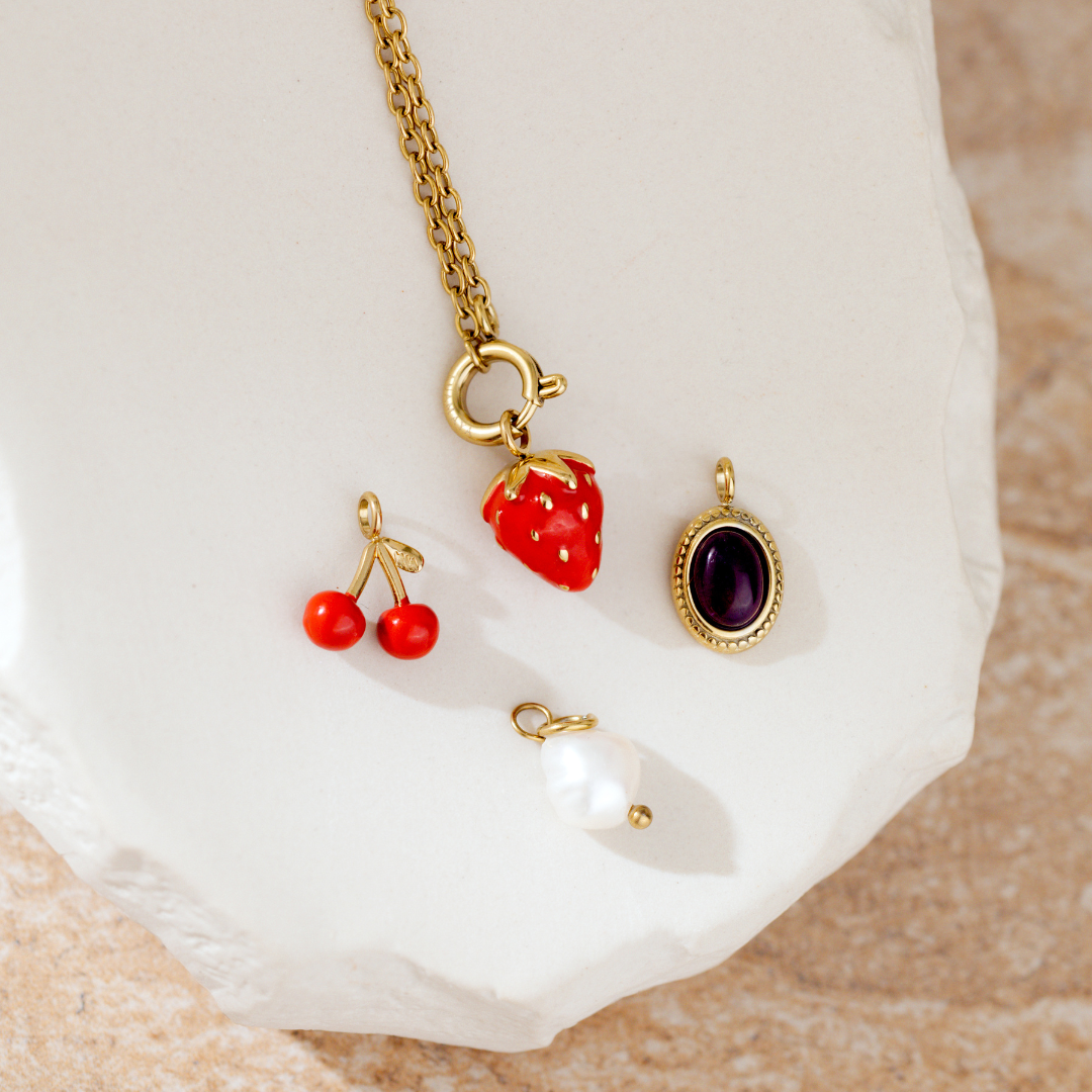 Strawberry Classic Chain Necklace Set Silber