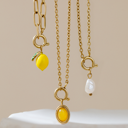 Lemony Oval Links Necklace Set Silber