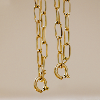 Oval Links Charm Necklace Gold
