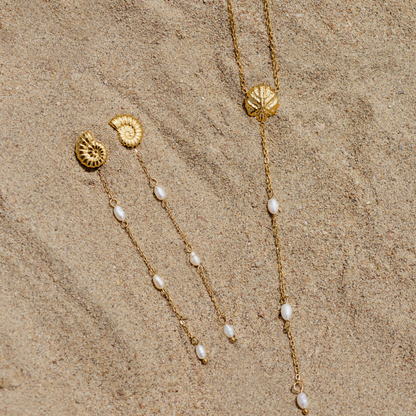 Siren's Spell Pearl Drop Earrings Gold