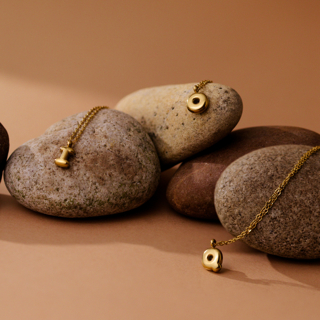 Bubble Letter Necklace Gold