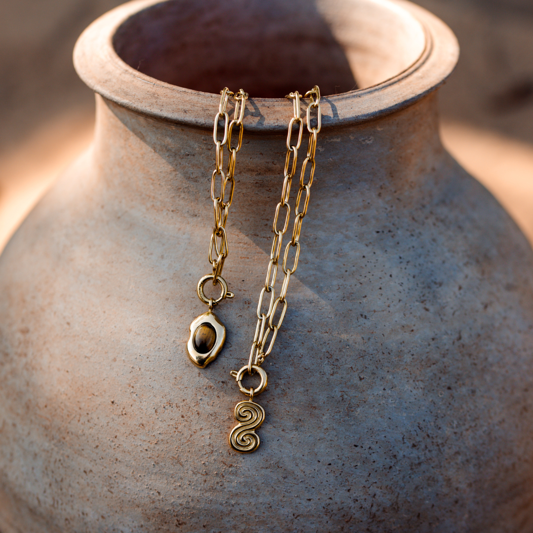 Serpent's Whisper Oval Links Necklace Set Silber