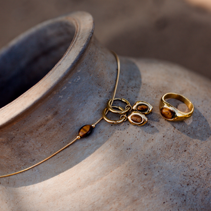 Tiger's Eye Hoop Set Small Roségold