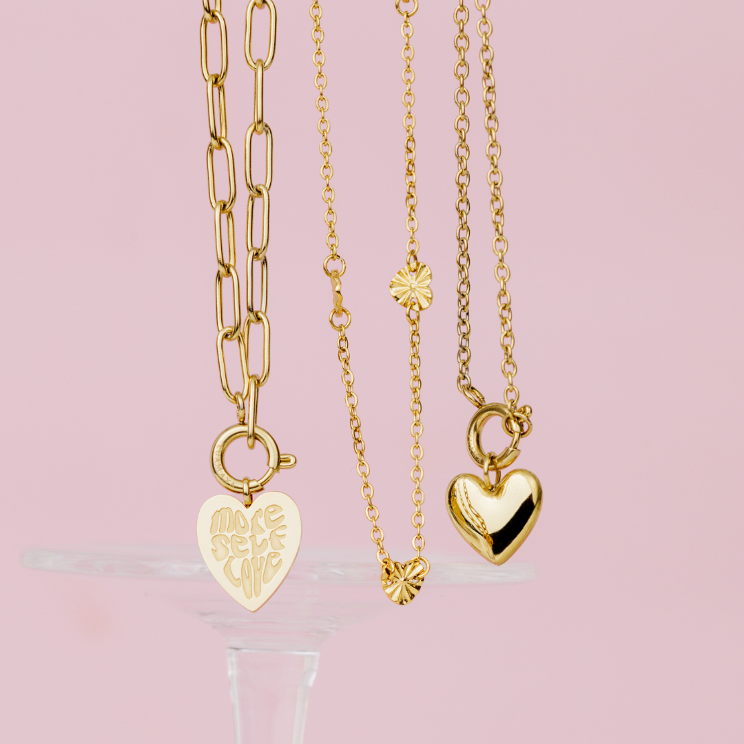 More Self-Love Oval Links Necklace Set Roségold