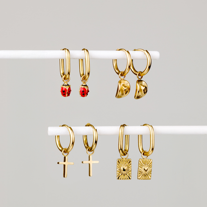 Saints Cross Hoop Set Small Roségold