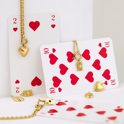 Glowing Heart Singapore Chain Necklace Set Silber