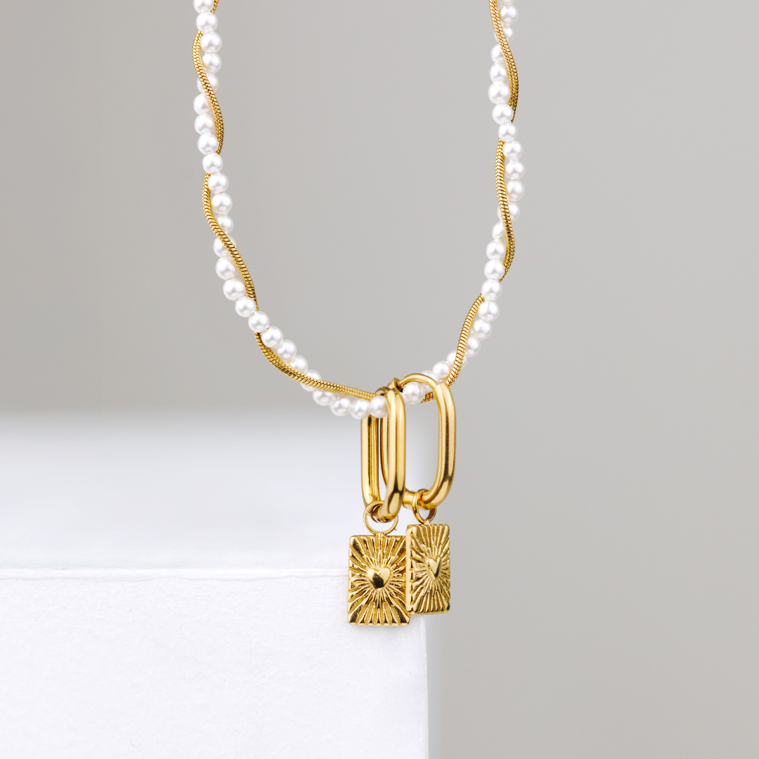 Glowing Heart Oval Hoop Set Baby Roségold