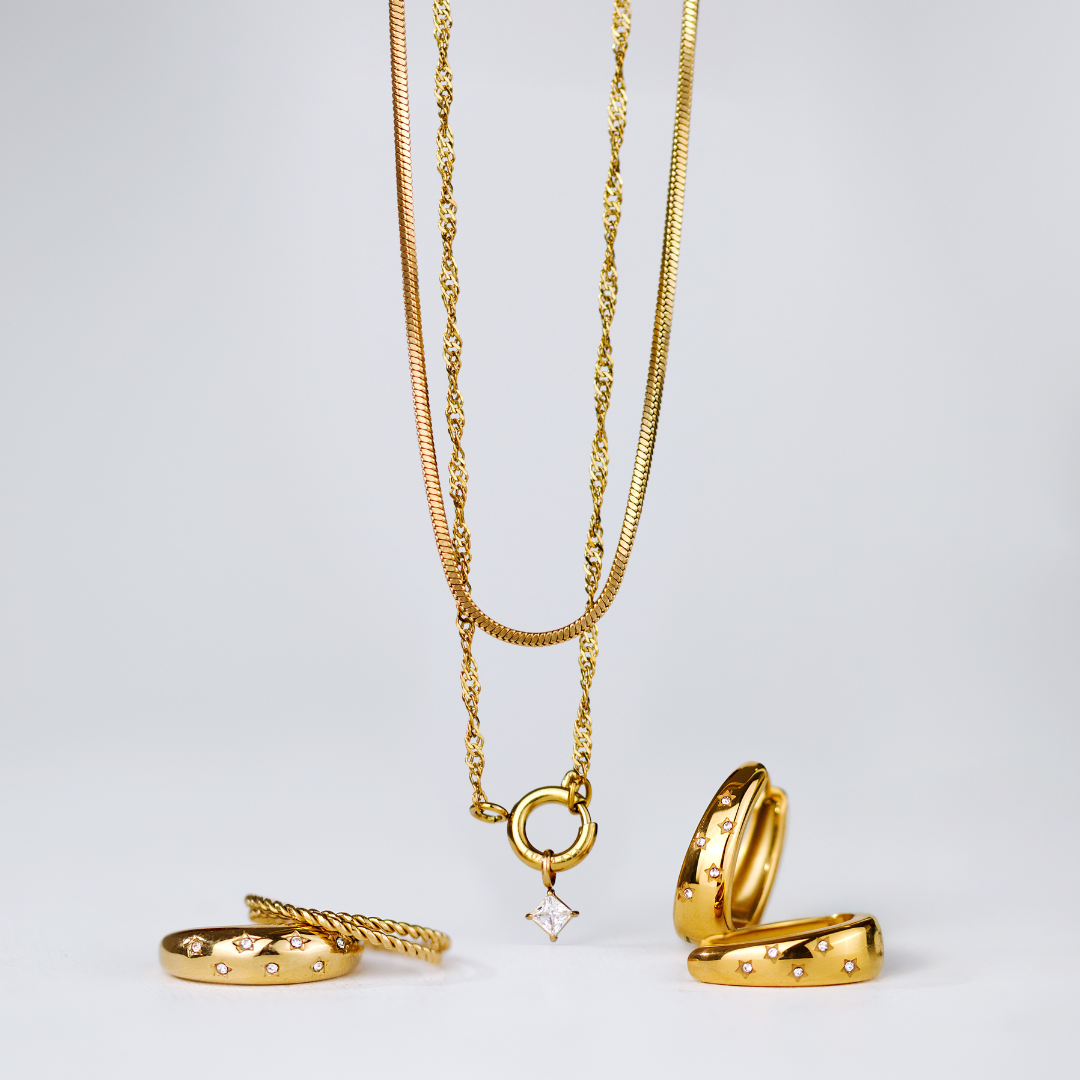 Squared Snake Chain Necklace Roségold