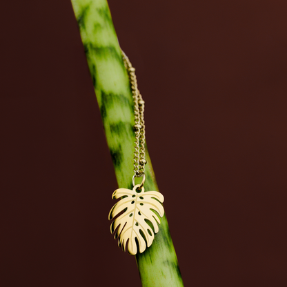 Monstera Leaf Necklace Silber