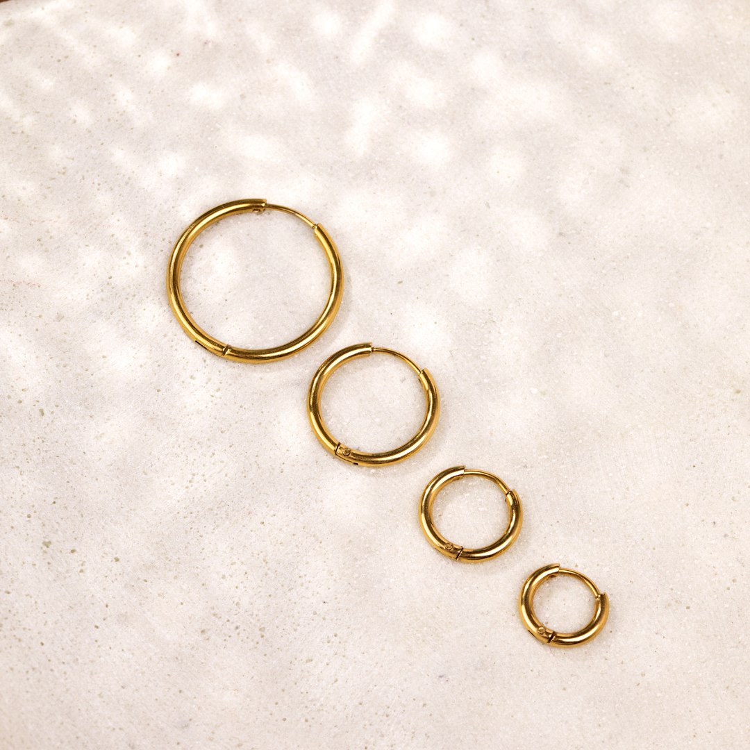 Clean Hoop Set Small Gold
