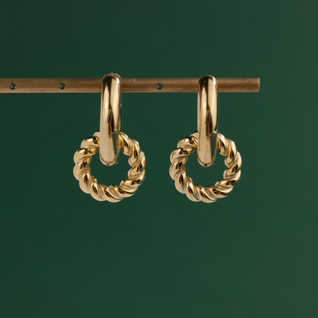 Chunky Twisted Donut Hoop Set Medium Silber