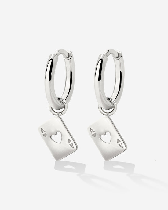 Heart Ace Hoop Set Small Silber