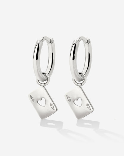 Heart Ace Hoop Set Small Silber