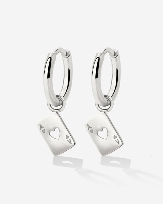 Heart Ace Hoop Set Small Silber
