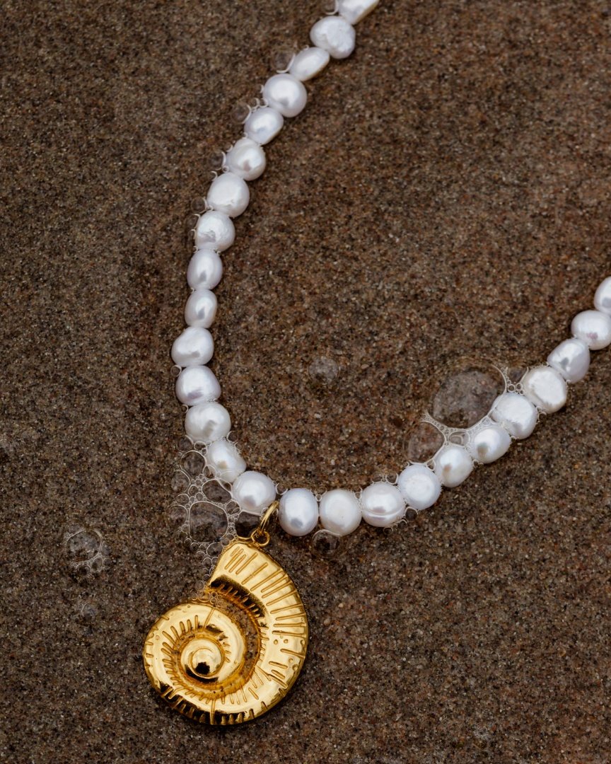 Ammonite Pearl Necklace Roségold