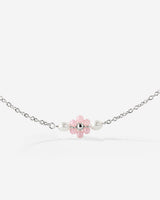 Pretty Pink Daisy Necklace Silber