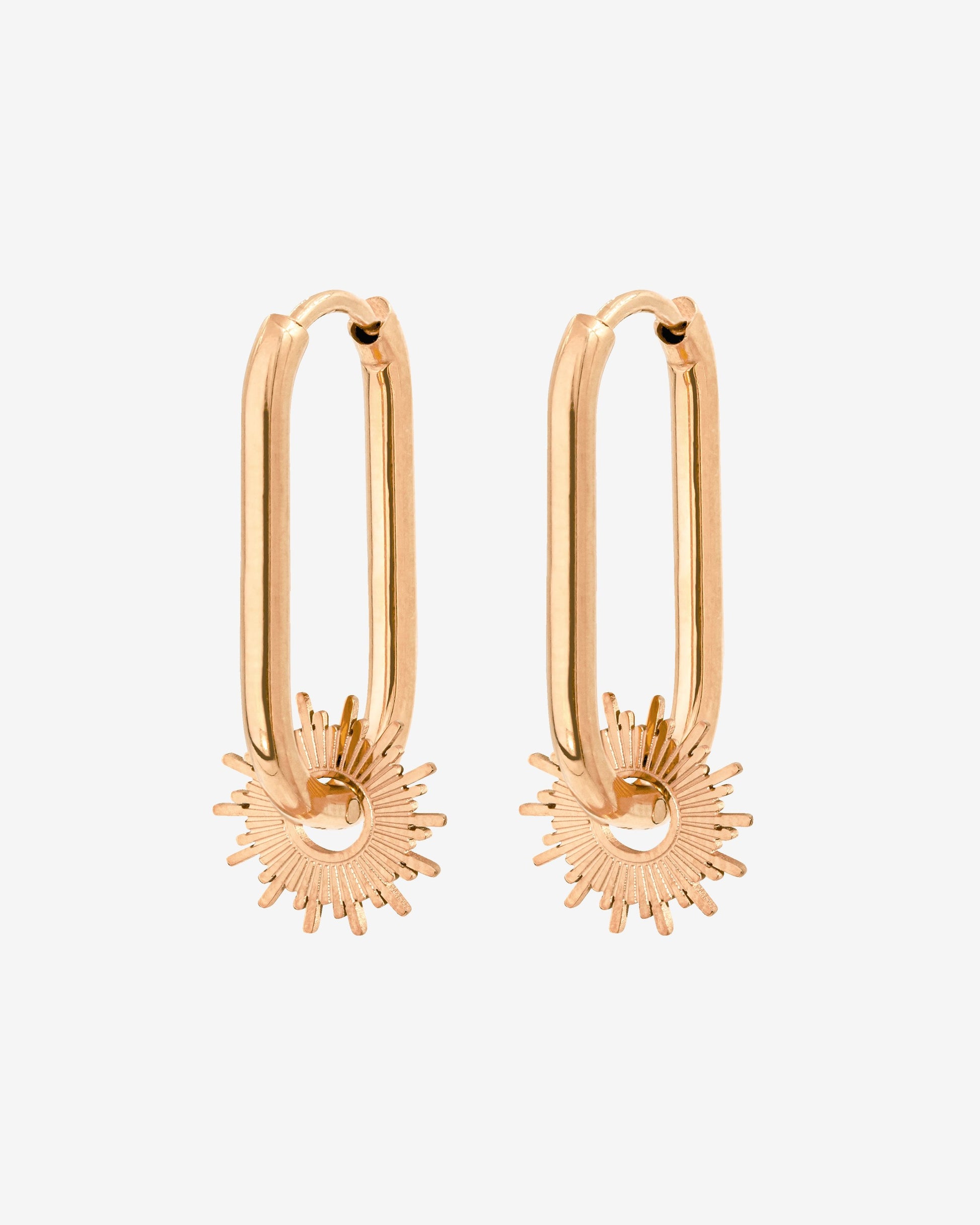 Sun Ray Oval Hoops Small Roségold
